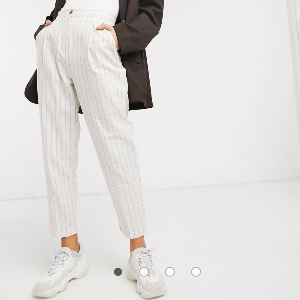 ASOS DESIGN linen dad trousers in stripe - Size US 4